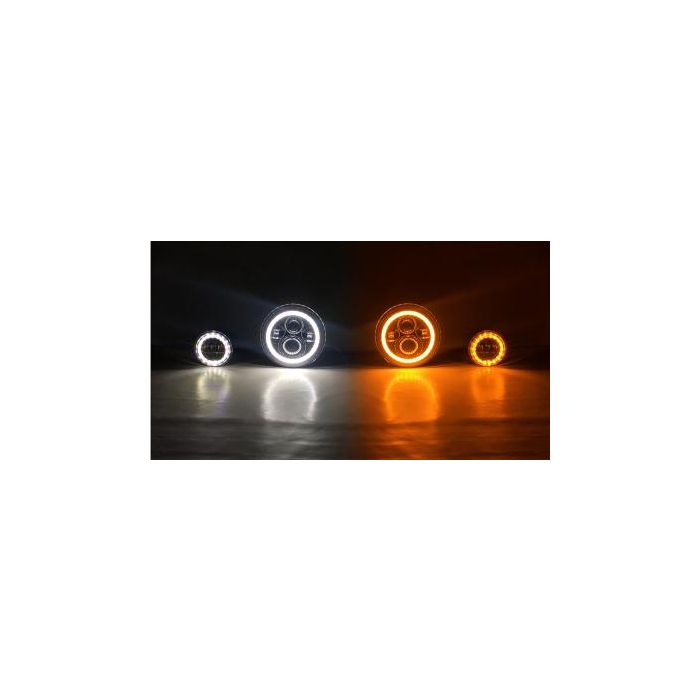 Jeep JK/CJ/TJ 7IN Headlights and Fog Lights w/White DRL Halo and Amber Turn Signals