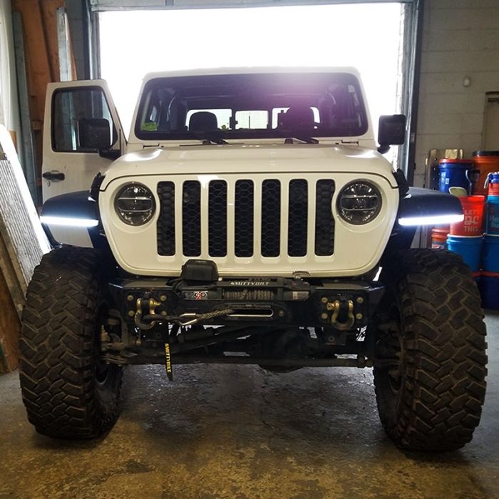 Jeep Wrangler JL Gladiator JT 9.5 x 0.75 Inch Slim Chop Kit DRL with Sequential Switchback Turn Signal and Side Marker Light