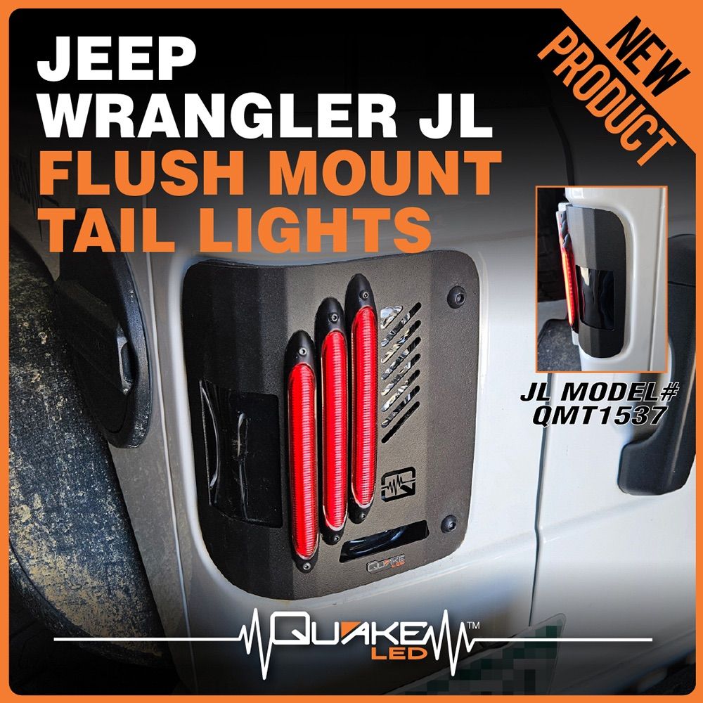 Jeep Wrangler JL Flush Mount LED Tail Lights – B.A.S.S. Technology – Sequential Turns – Bright Reverse - Metal Tek Series