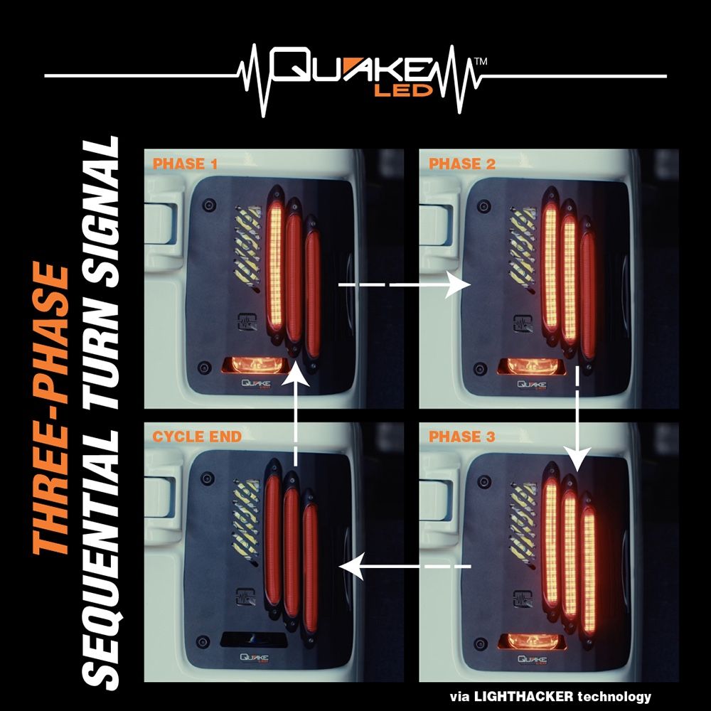 Jeep Wrangler JL Flush Mount LED Tail Lights – B.A.S.S. Technology – Sequential Turns – Bright Reverse - Metal Tek Series