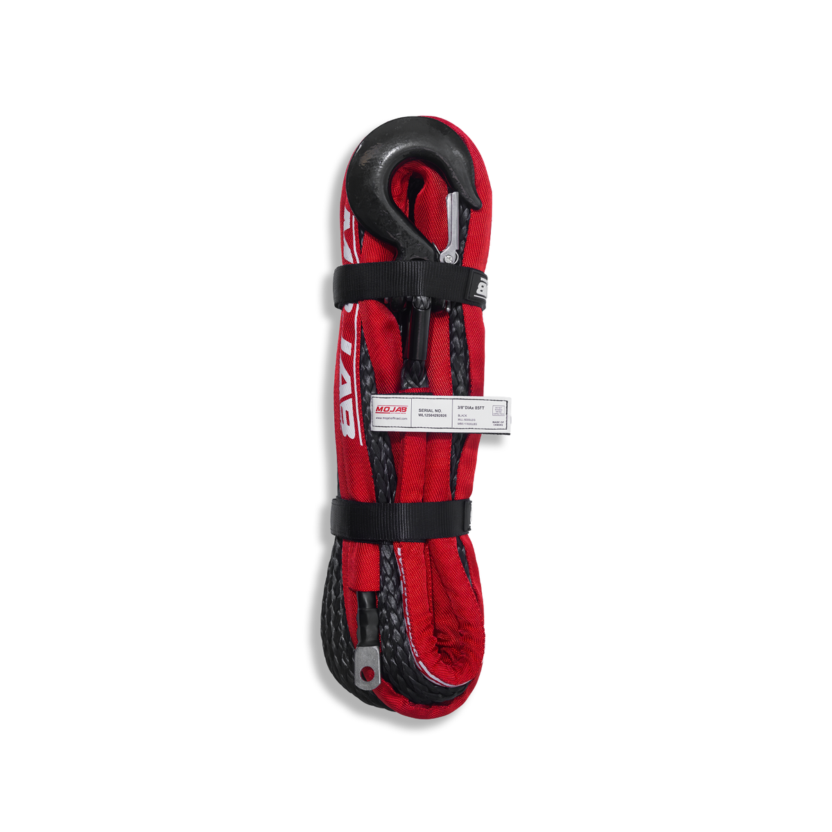 MOJAB 3/8'' x 85' Synthetic Winch Rope with Forged Hook