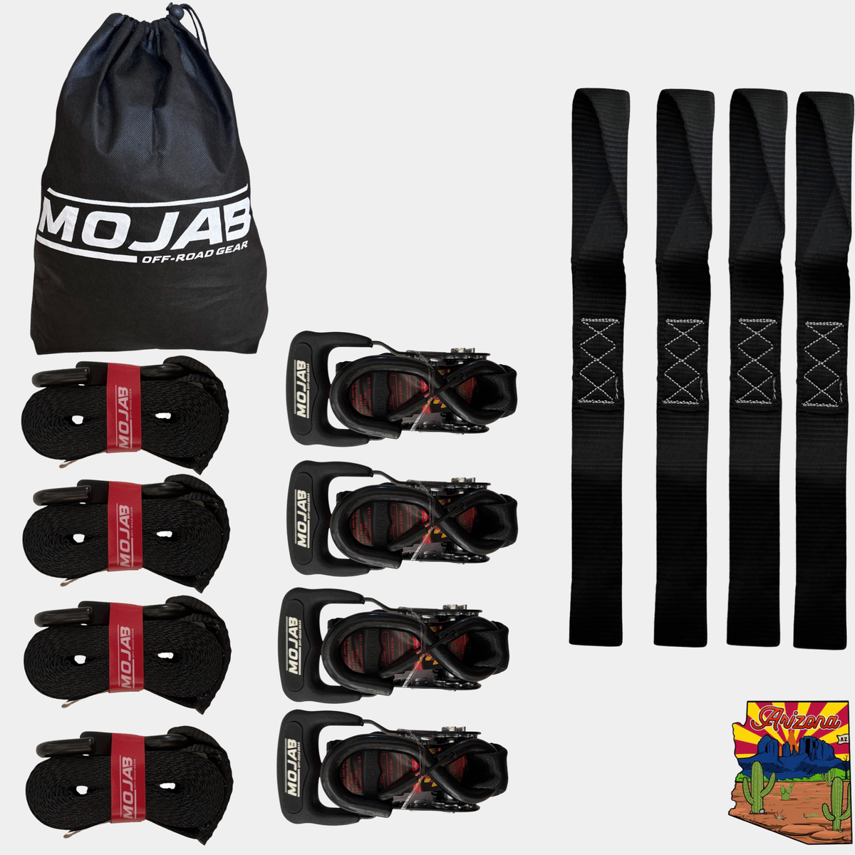 1.6" x 15' Ratchet Tie-Down Set - Pack of 4