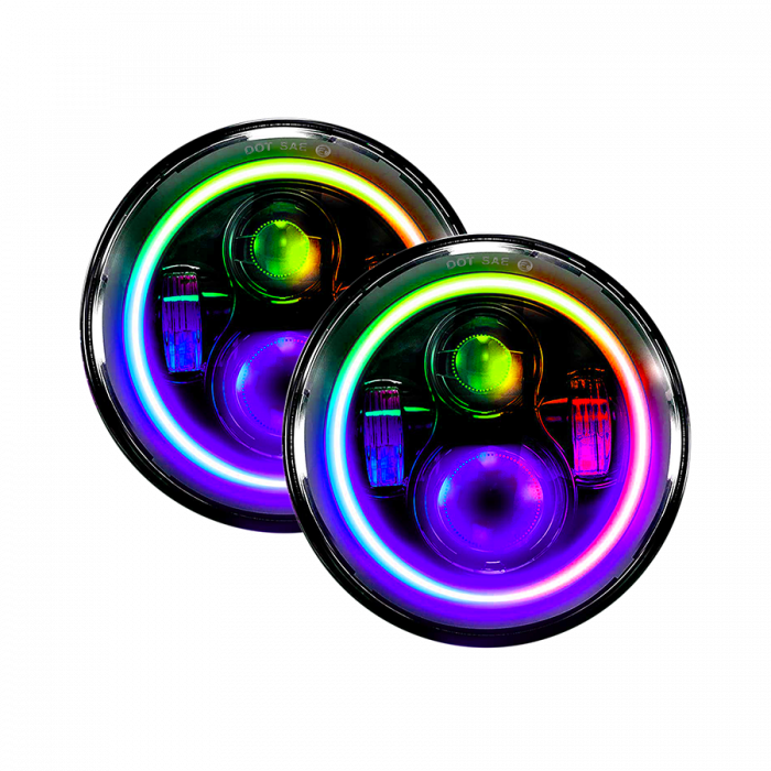 Jeep JK/CJ/TJ 7 Inch 45 Watt High/Low Headlight RGB HD Accent Tempest Series Quake LED