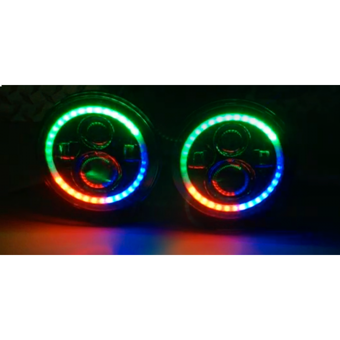 Jeep JK/CJ/TJ 7 Inch 45 Watt High/Low Headlight RGB HD Accent Tempest Series Quake LED