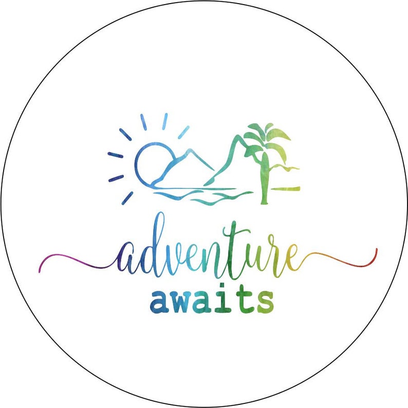 Adventure Awaits White Spare Tire Cover