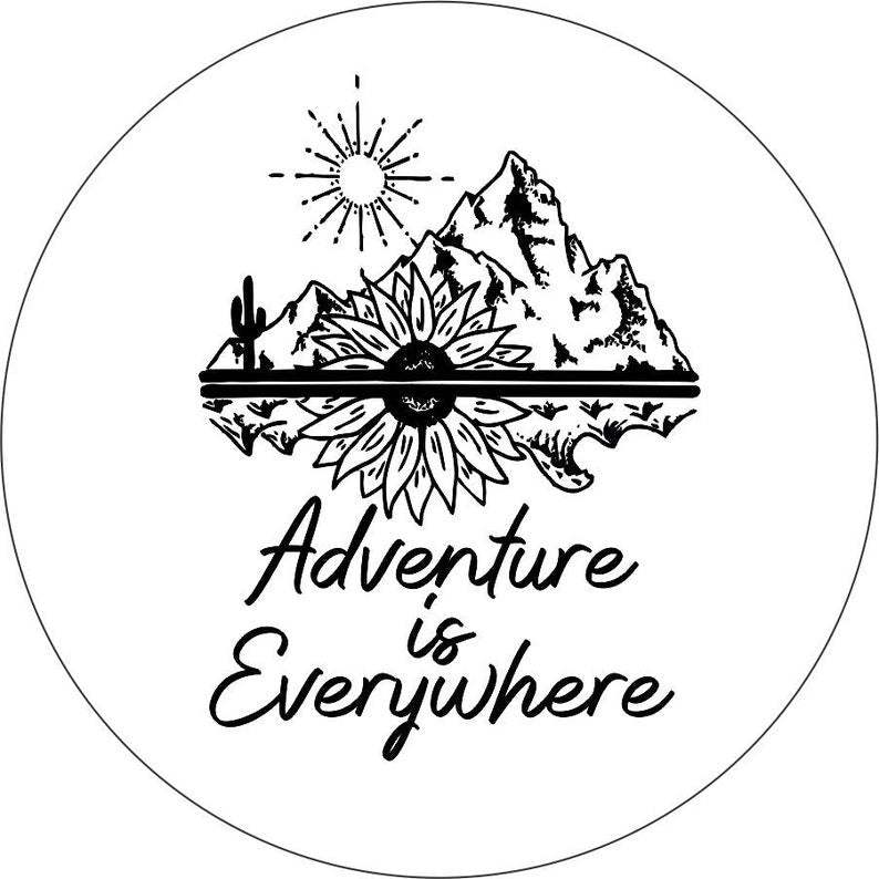 Adventure Is Everywhere White Spare Tire Cover