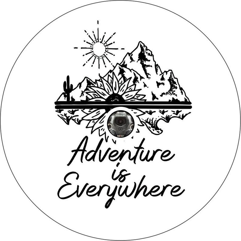 Adventure Is Everywhere White Spare Tire Cover
