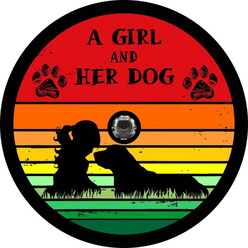 A Girl And Her Dog Rainbow Spare Tire Cover