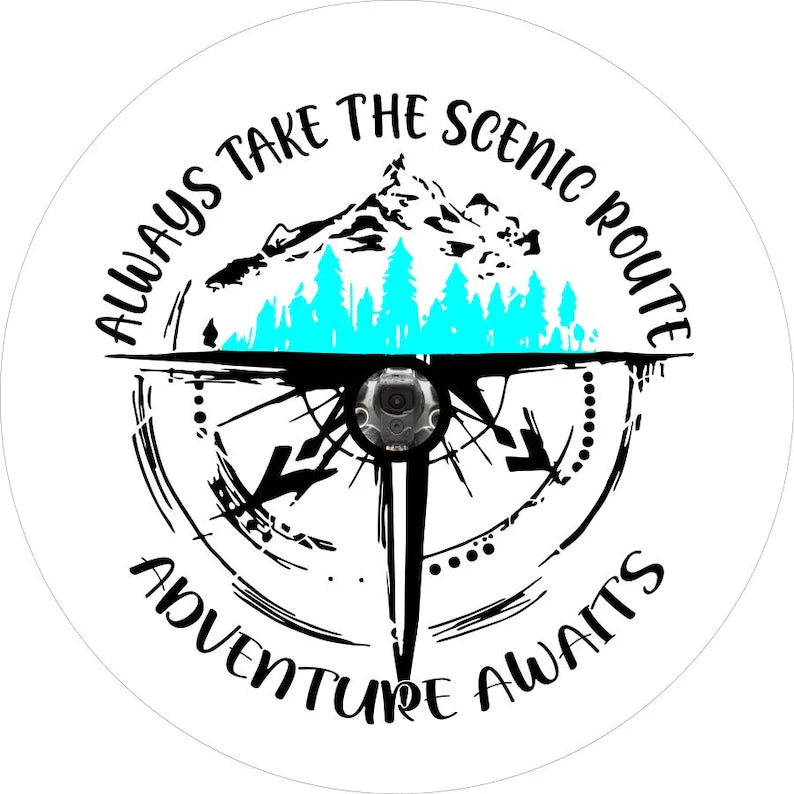 Always Take The Scenic Route Adventure Awaits White Spare Tire Cover