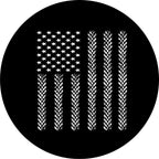 American Flag Tire Tracks Black Spare Tire Cover