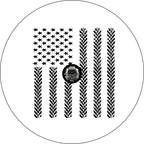 American Flag Tire Tracks White Spare Tire Cover