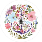 Anchor Flowers White Spare Tire Cover