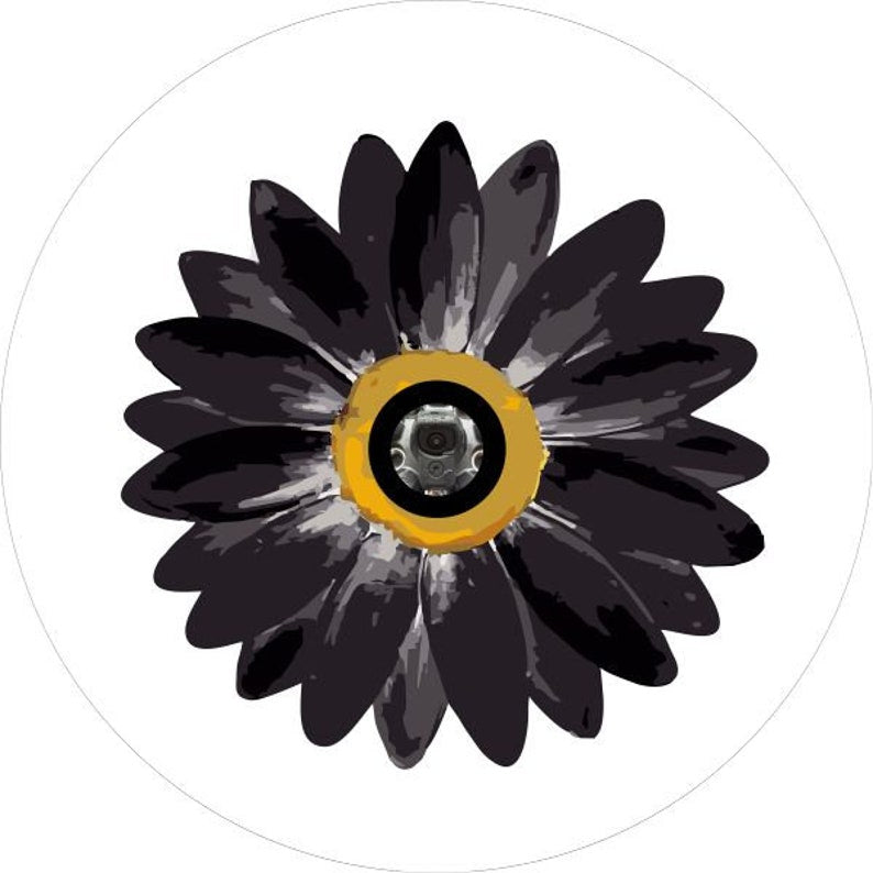 Artsy Daisy Flower White Background Spare Tire Cover