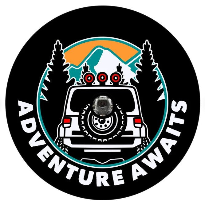 Adventure Awaits Black 2 Spare Tire Cover