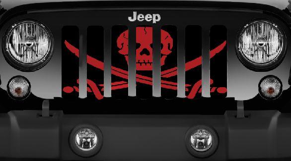 Platinum Ahoy Matey Dark Red Pirate Flag Grille Insert