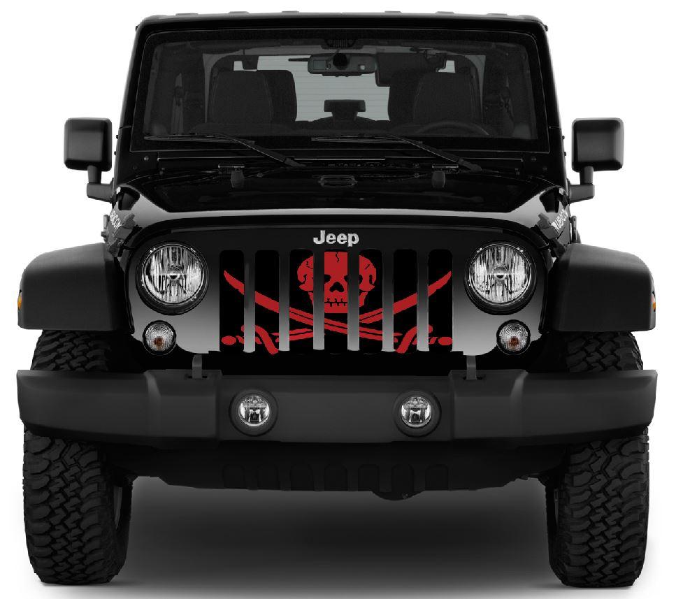 Platinum Ahoy Matey Dark Red Pirate Flag Grille Insert