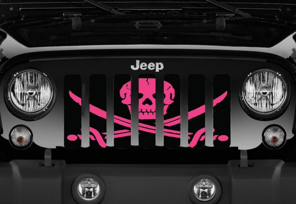 Platinum Ahoy Matey Hot Pink Pirate Flag Grille Insert