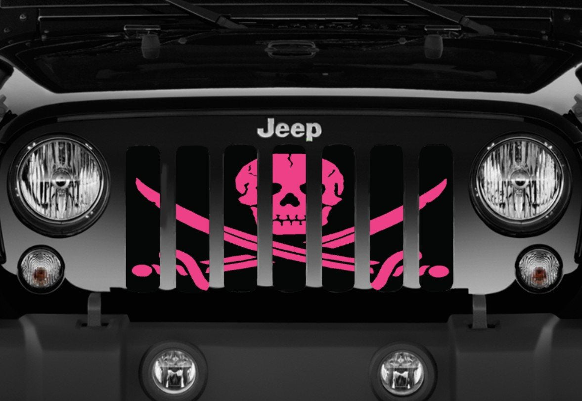 Platinum Ahoy Matey Hot Pink Pirate Flag Grille Insert