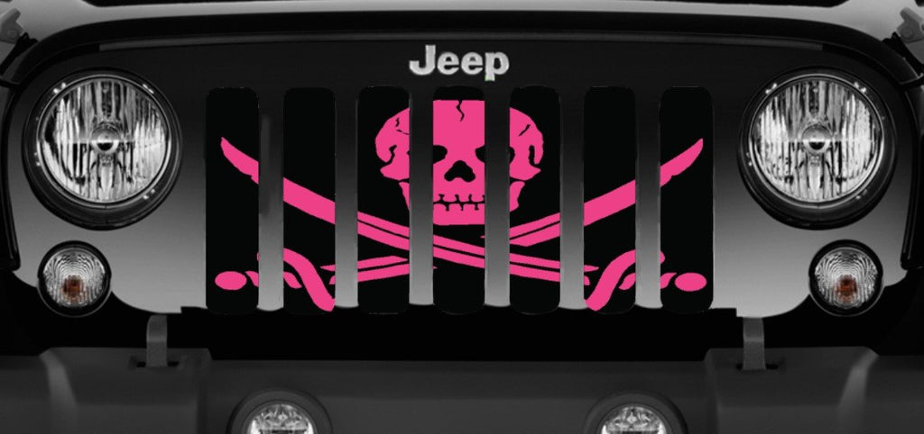Platinum Ahoy Matey Hot Pink Pirate Flag Grille Insert