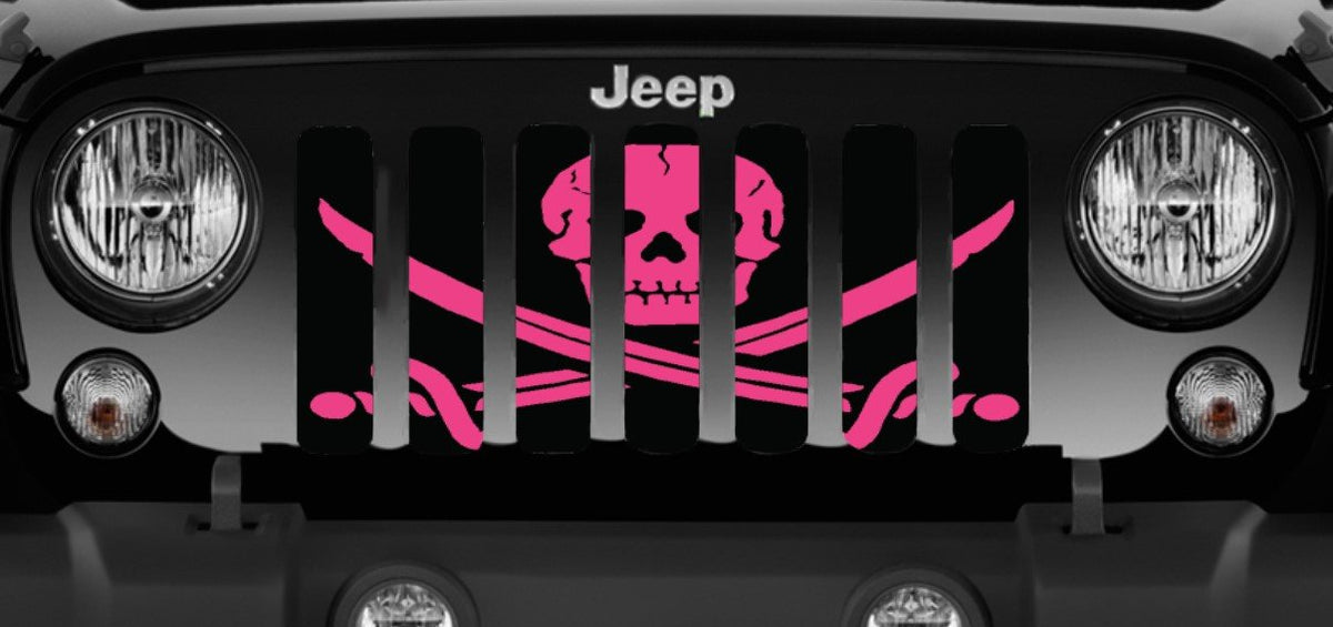 Platinum Ahoy Matey Hot Pink Pirate Flag Grille Insert