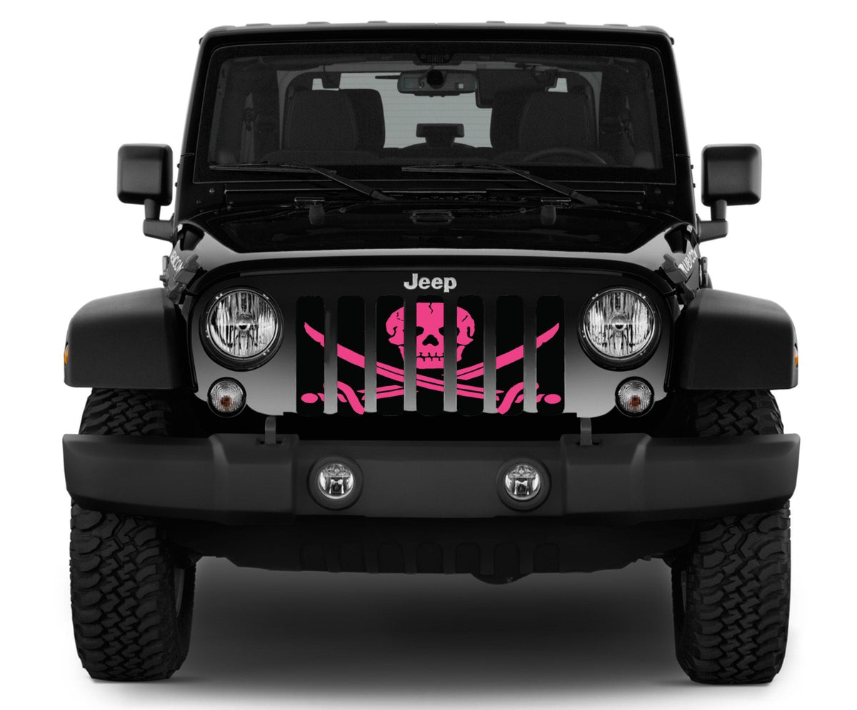 Platinum Ahoy Matey Hot Pink Pirate Flag Grille Insert