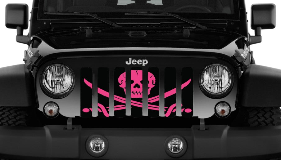 Platinum Ahoy Matey Hot Pink Pirate Flag Grille Insert