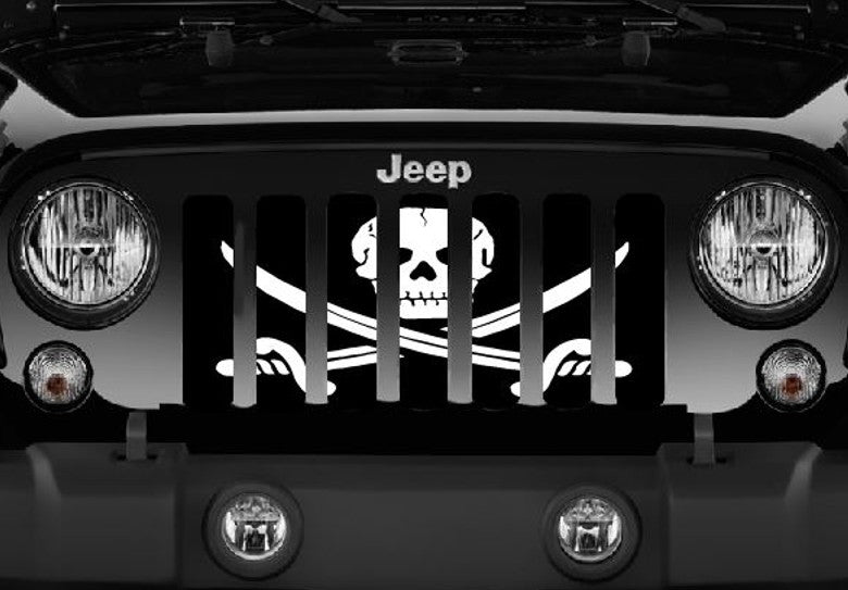 Platinum Ahoy Matey Pirate Flag Grille Insert