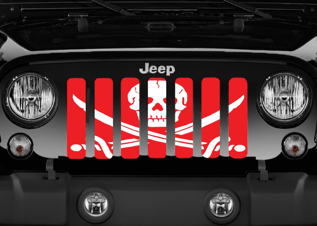 Platinum Ahoy Matey Pirate Flag Red Grille Insert