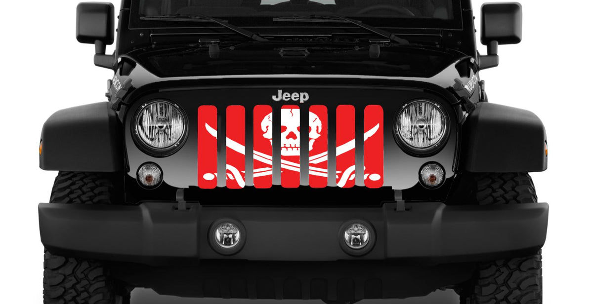 Ahoy Matey Pirate Flag Red Grille Insert