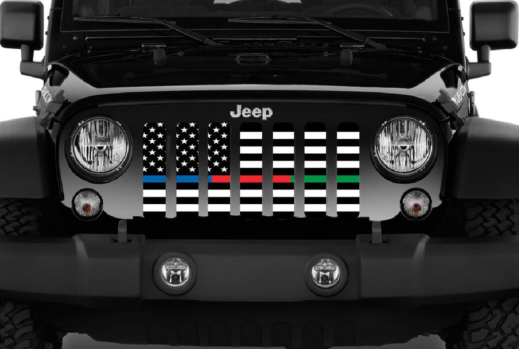 American Black and White Back the Blue, Red, Green Grille Insert