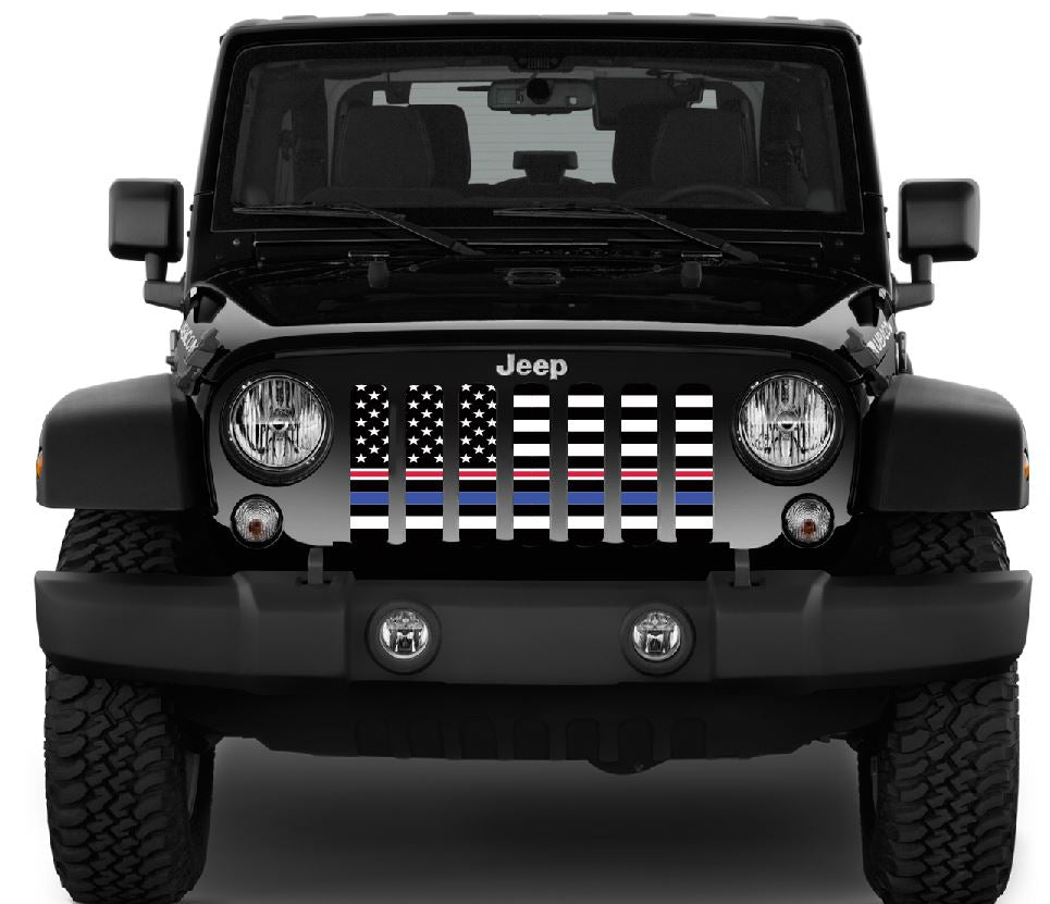 American Black and White Back the Blue and Nurses Grille Insert