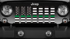 American Black and White Thin Green Line Military Grille Insert
