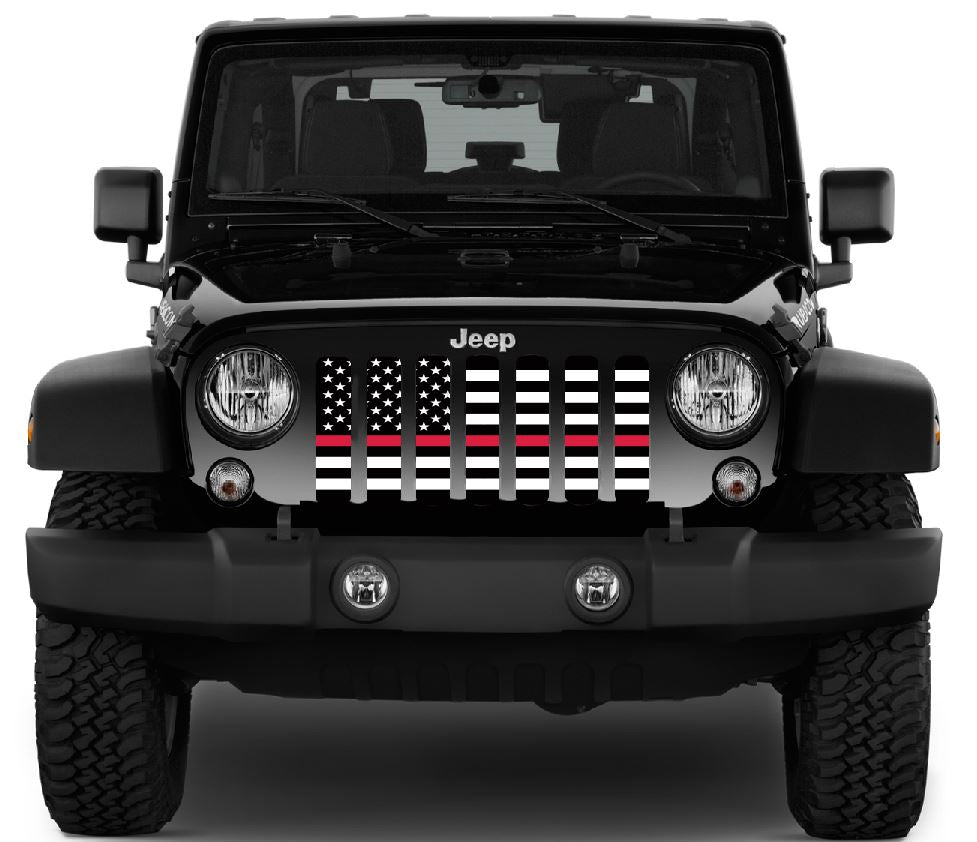 American Black and White Thin Red Line Grille Insert