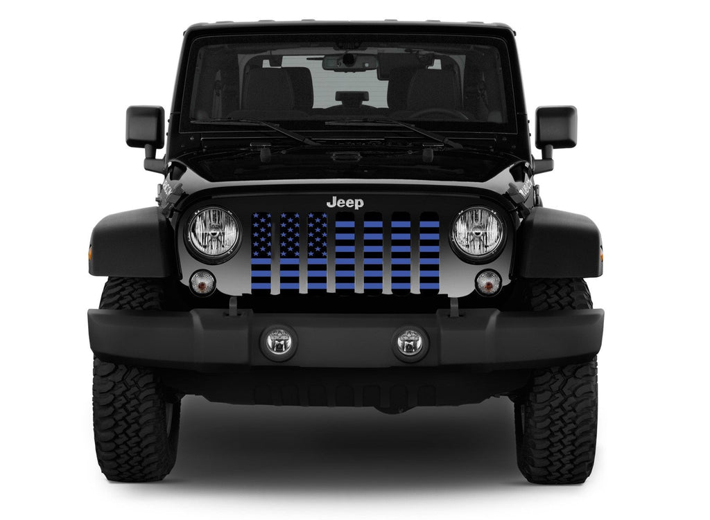 Platinum Black and Blue American Flag Grille Insert