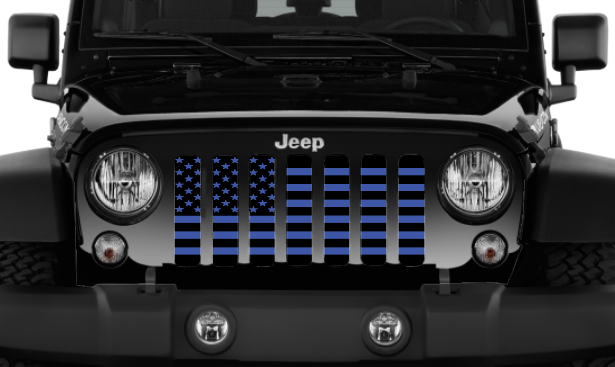 Platinum Black and Blue American Flag Grille Insert