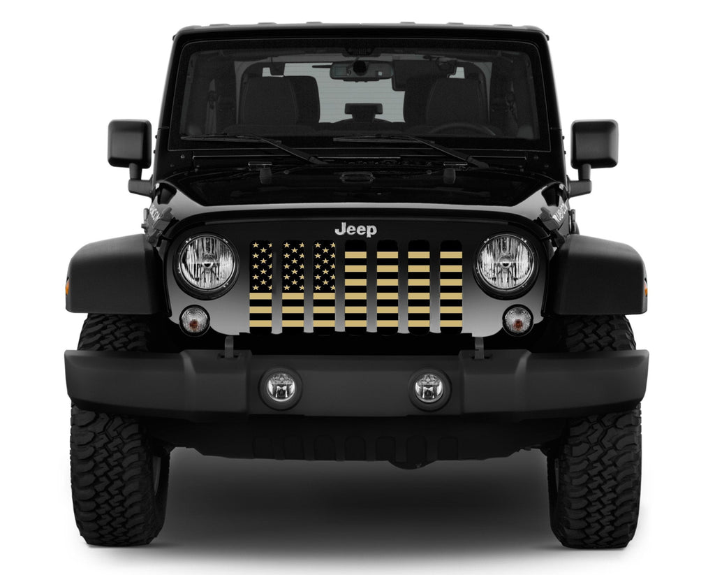 Platinum Black and Gold American Flag Grille Insert
