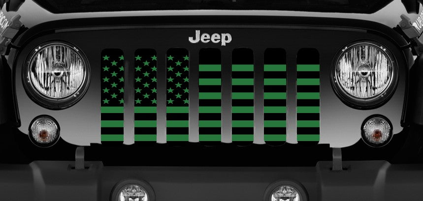 Black and Green American Flag Grille Insert