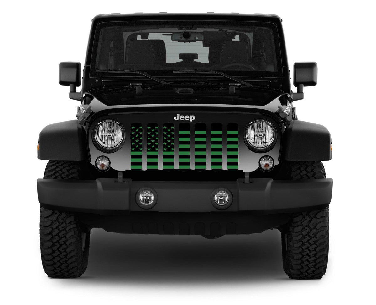 Platinum Black and Green American Flag Grille Insert