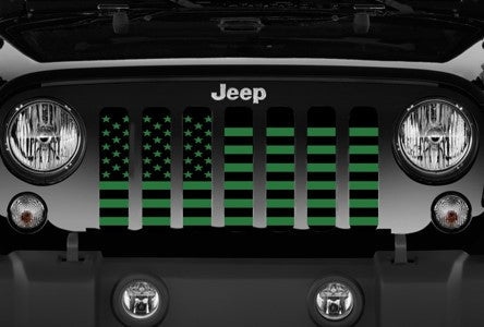 Platinum Black and Green American Flag Grille Insert