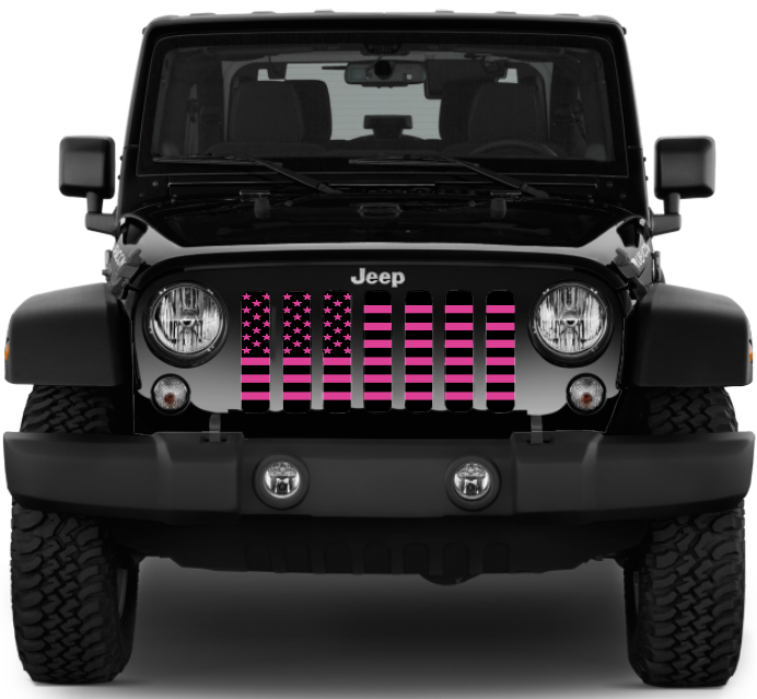 Black and Hot Pink American Flag Grille Insert
