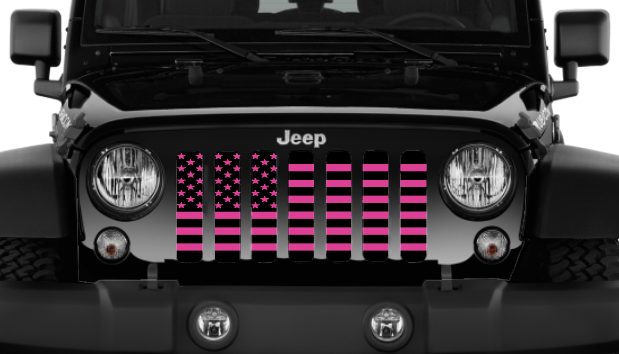 Black and Hot Pink American Flag Grille Insert