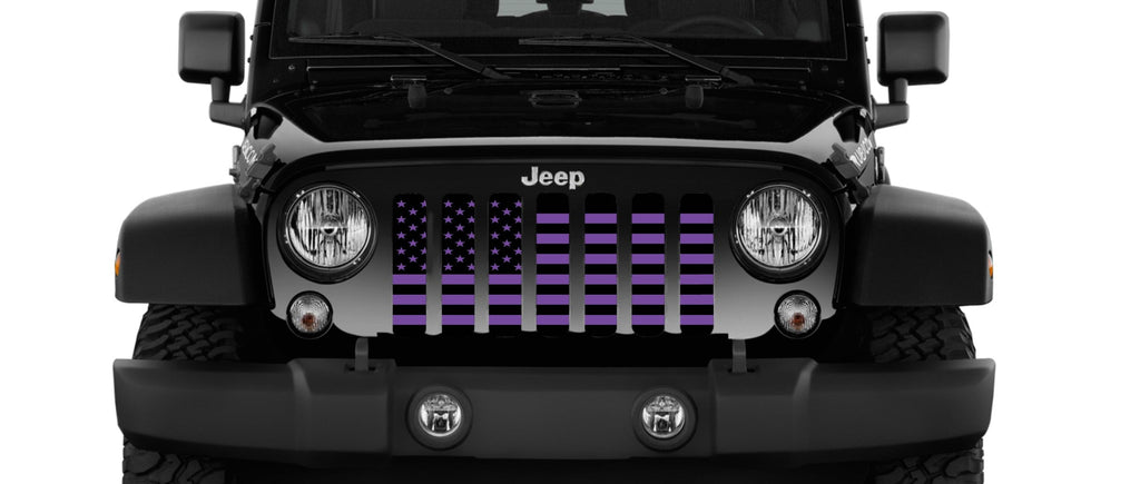 Black and Purple American Flag Grille Insert