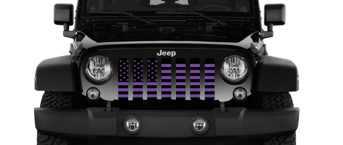 Black and Purple American Flag Grille Insert