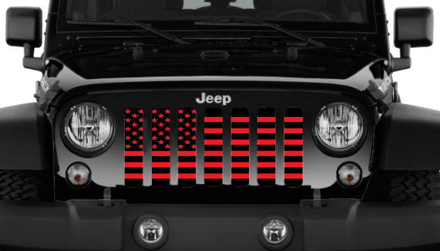Black and Red American Flag Grille Insert