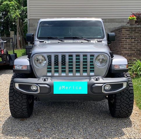 Black and Teal American Flag Grille Insert