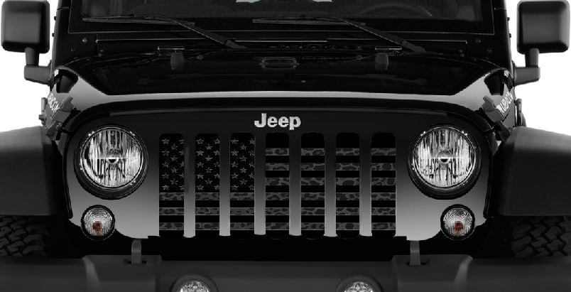 American Flag Dark Gray and Black Leopard Print Grille Insert