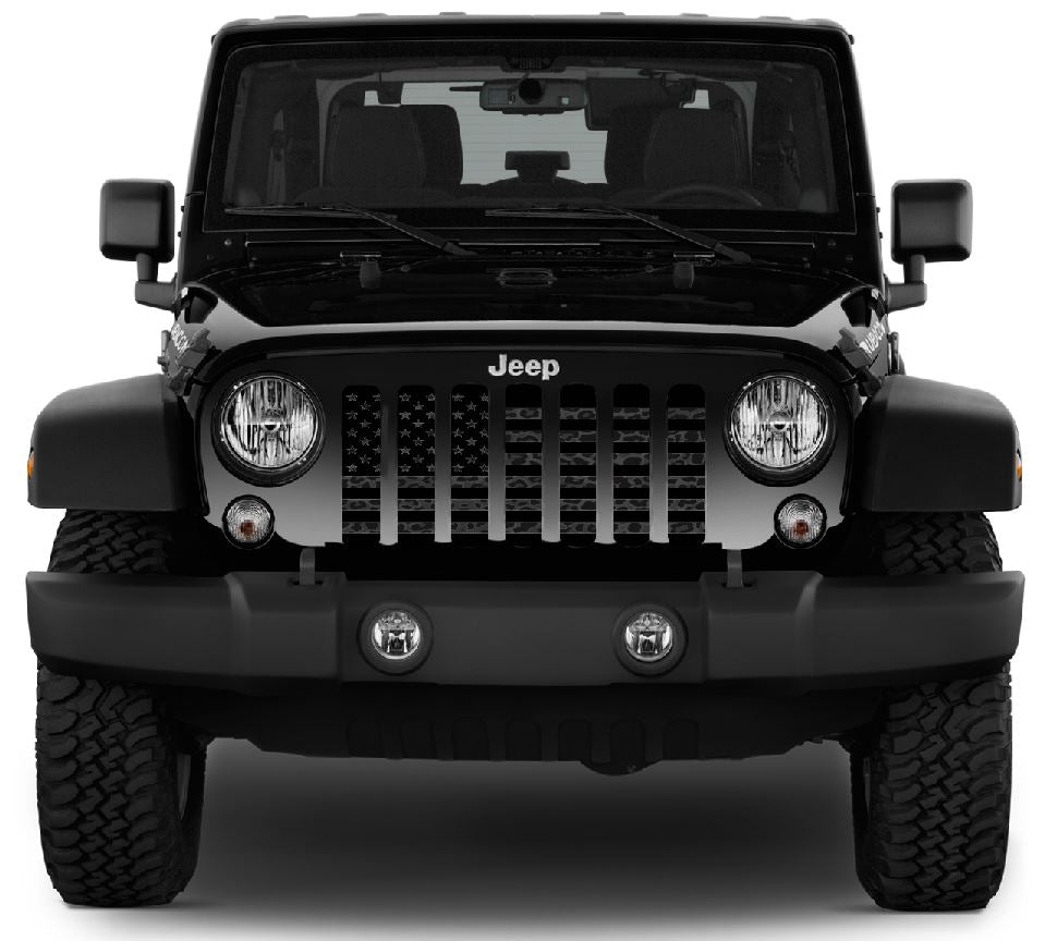 American Flag Dark Gray and Black Leopard Print Grille Insert