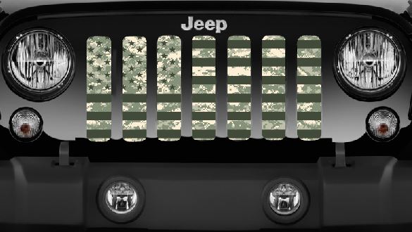 American Flag Digital Green Camo Grille Insert