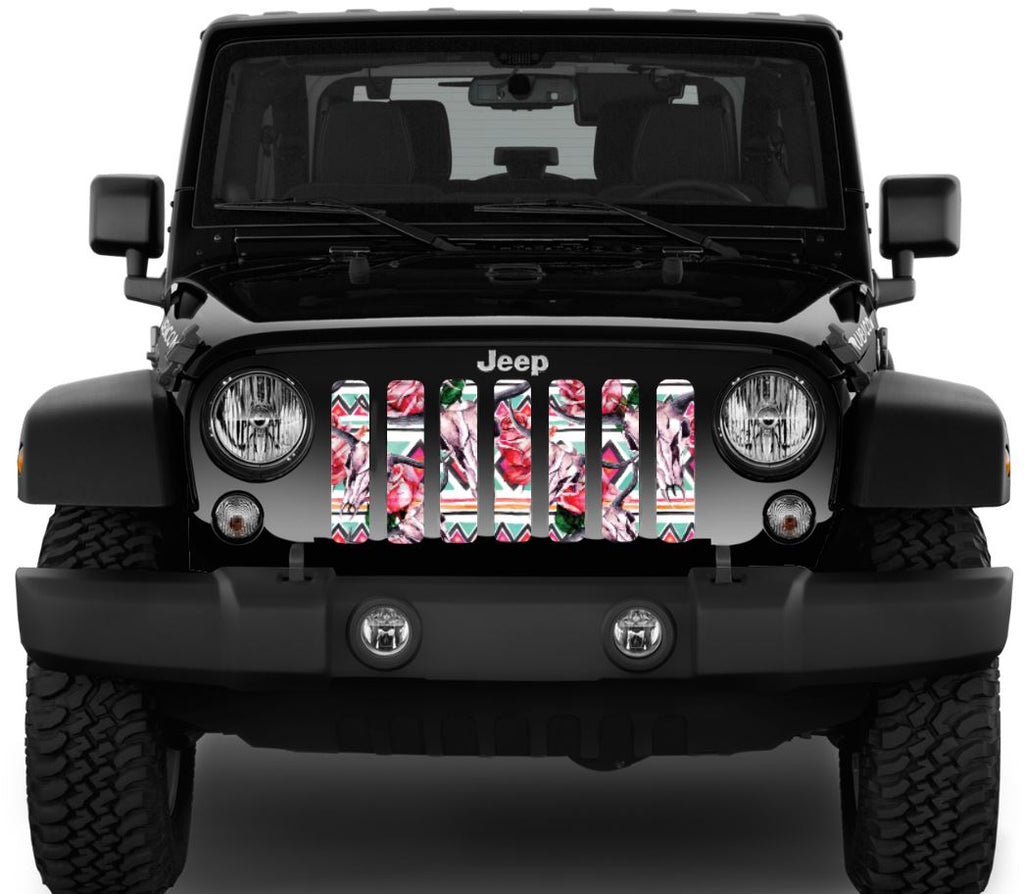 Aztec Cow Skulls Grille Insert