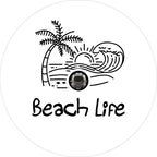 Beach Life Sunset & Waves White Spare Tire Cover